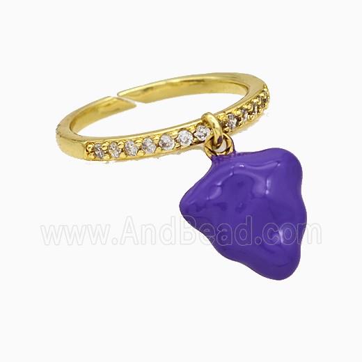 Copper Strawberry Rings Purple Enamel Gold Plated