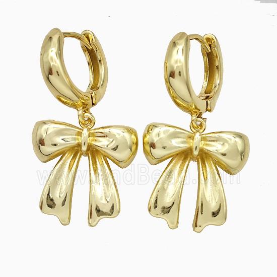 Copper Bowknot Hoop Earrings Gold Plated