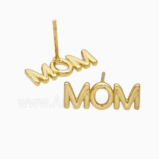 Copper MOM Stud Earrings Gold Plated