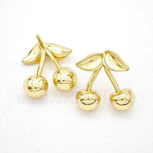 Copper Cherry Stud Earrings Gold Plated
