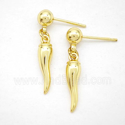 Copper Chili Stud Earrings Gold Plated