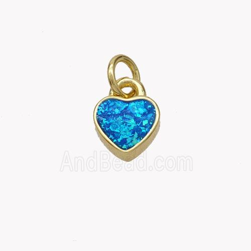 Copper Heart Pendant Pave Fire Opal 18K Gold Plated