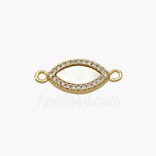 Copper Eye Connector Pave Shell Zirconia 18K Gold Plated