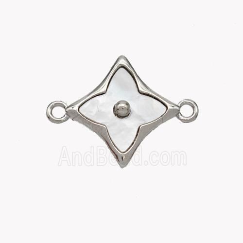 Copper Clover Connector Pave Shell Platinum Plated