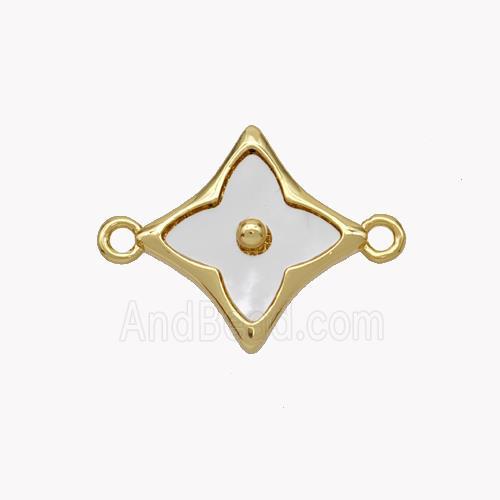 Copper Clover Connector Pave Shell Gold Plated