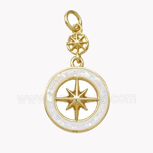 Copper Northstar Pendnat Pave Fire Opal 18K Gold Plated