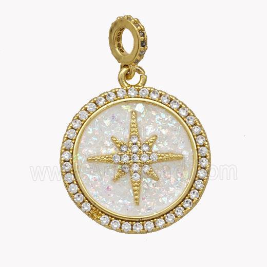 Copper Northstar Pendnat Pave Fire Opal Zirconia 18K Gold Plated
