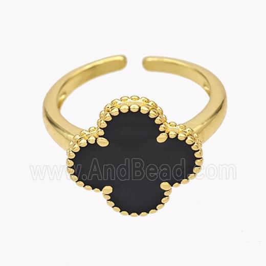 Copper Clover Rings Pave Shell 18K Gold Plated