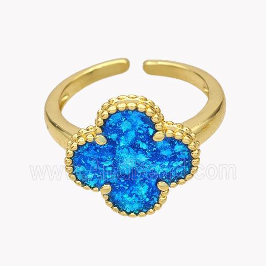 Copper Clover Rings Pave Fire Opal 18K Gold Plated