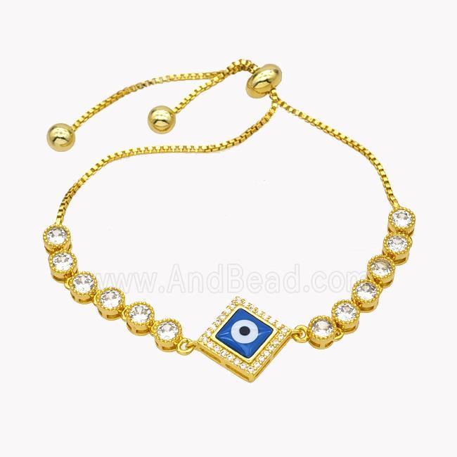 Copper Eveil Eye Bracelet Pave Zirconia Adjustable 18K Gold Plated