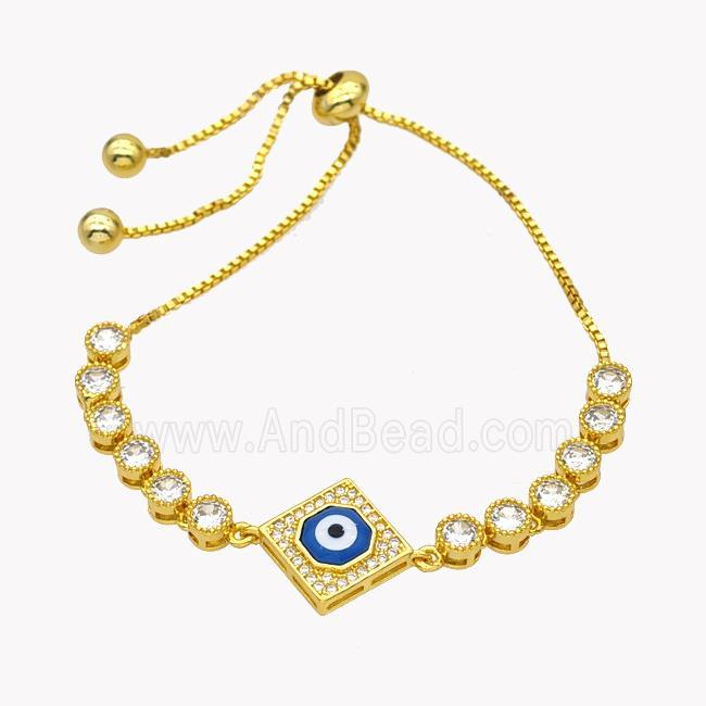 Copper Eveil Eye Bracelet Pave Zirconia Adjustable 18K Gold Plated