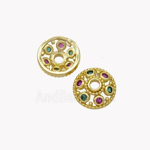 Copper Beadcaps Pave Zirconia Gold Plated