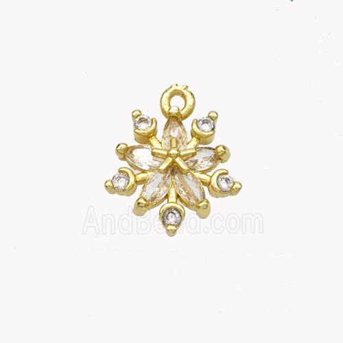 Copper Flower Pendant Pave Zirconia Gold Plated