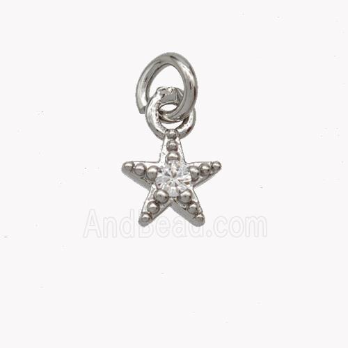 Copper Star Pendant Pave Zirconia Platinum Plated