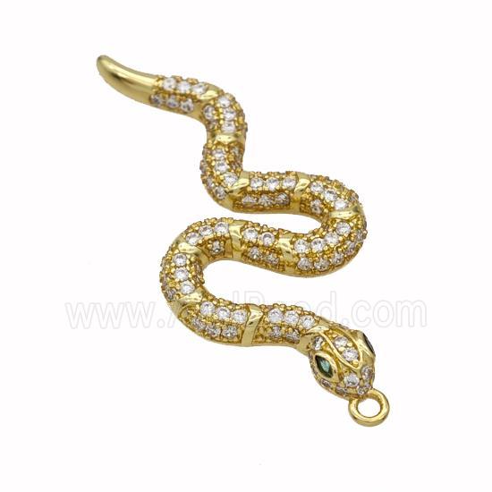 Copper Snake Pendant Pave Zirconia Gold Plated