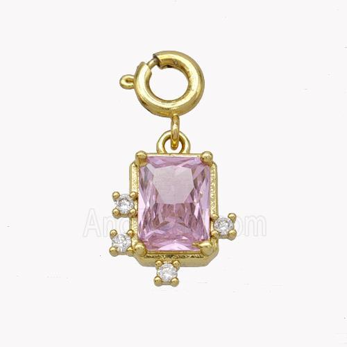 Copper Rectangle Pendant Pave Crystal Glass Gold Plated