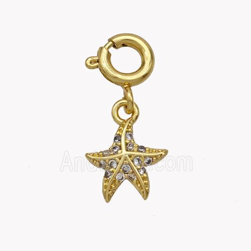 Copper Starfish Pendant Pave Zirconia Gold Plated