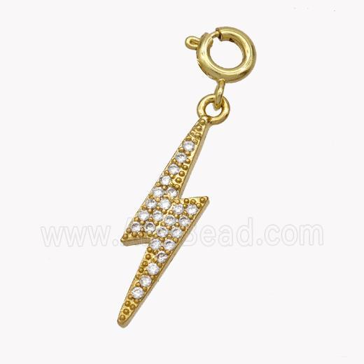 Copper Lightning Pendant Pave Zirconia Gold Plated