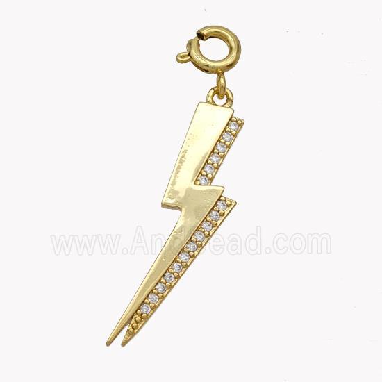 Copper Lightning Pendant Pave Zirconia Gold Plated