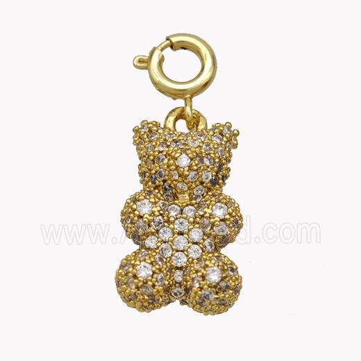 Copper Bear Pendant Pave Zirconia Gold Plated