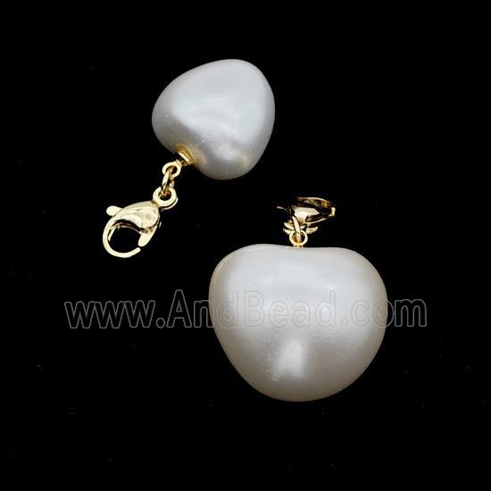 White Pearlized Resin Heart Pendant