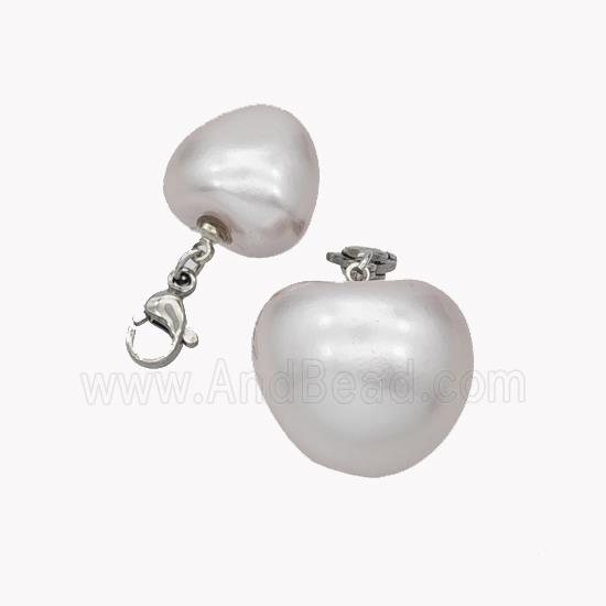 White Pearlized Resin Heart Pendant