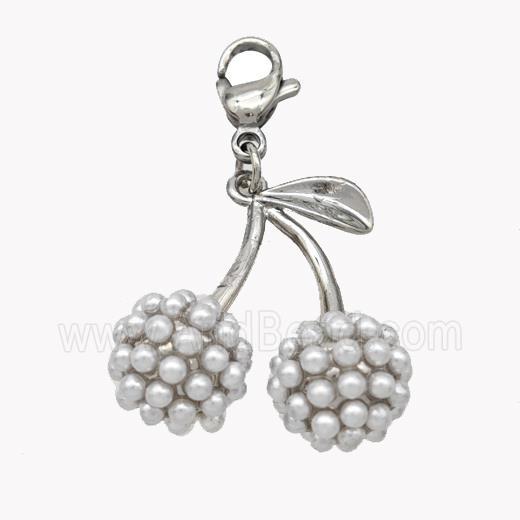 Copper Cherry Pendant Pave Pearlized Resin Platinum Plated