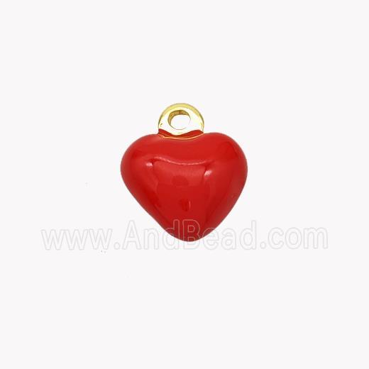 Copper Heart Pendant Red Enamel Gold Plated