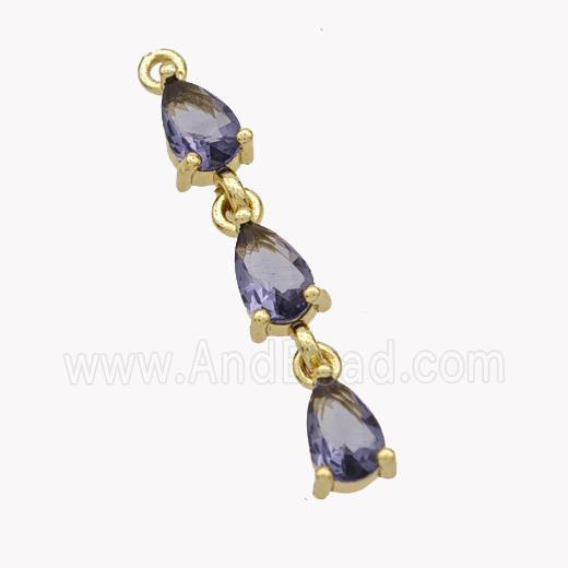 Copper Teardrop Pendant Pave Zirconia Gold Plated