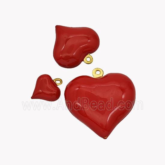 Copper Heart Pendant Red Enamel Gold Plated