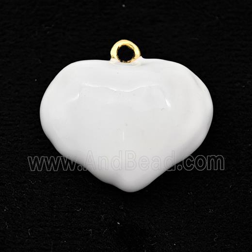 Copper Heart Pendant White Enamel Gold Plated