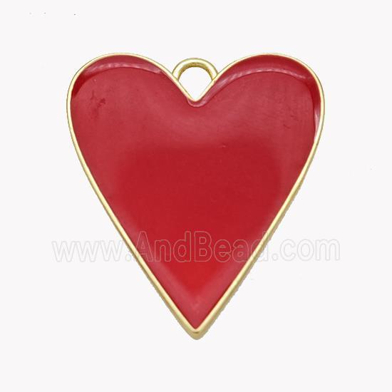 Copper Heart Pendant Red Enamel Gold Plated