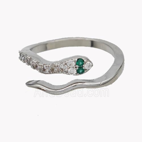 Copper Snake Rings Pave Zirconia Platinum Plated