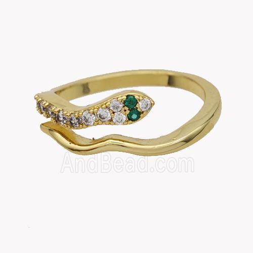 Copper Snake Rings Pave Zirconia Gold Plated