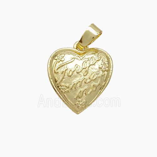 Copper Heart Pendant ForgetMeNot Gold Plated