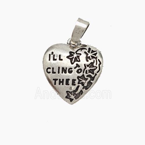 Copper Heart Pendant IwillClingToThee Antique Silver