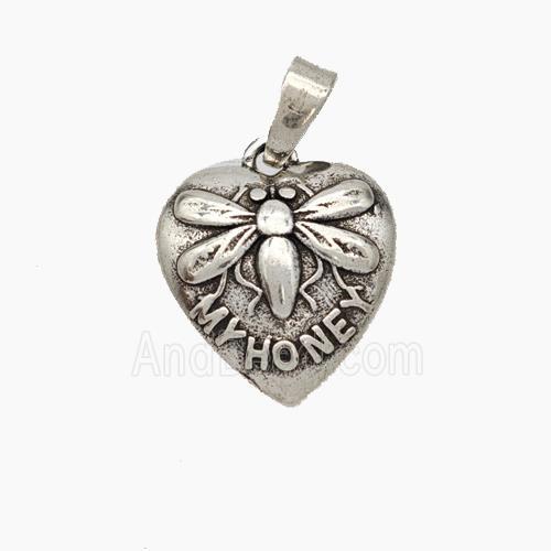 Copper Heart Dragonfly Pendant MyHoney Antique Silver