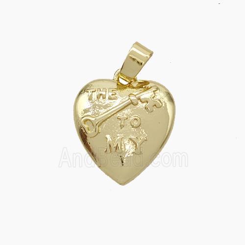 Copper Heart Key Pendant Gold Plated