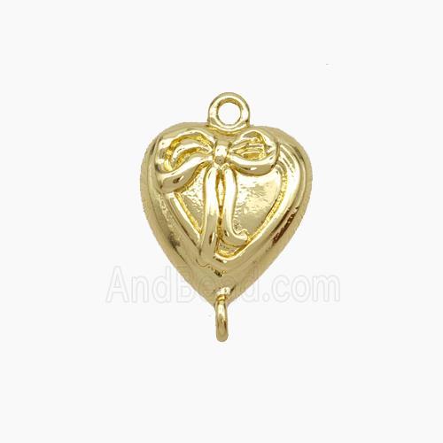Copper Heart Connector Bowknot Gold Plated