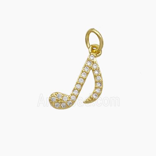 Copper Musical Note Pendant Pave Zirconia Gold Plated