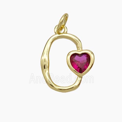 Copper Heart Pendant Pave Zirconia Gold Plated