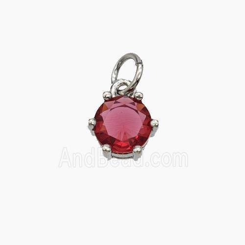 Red Cubic Zirconia Pendant Copper Platinum Plated