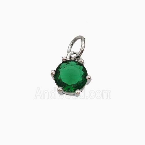 Green Cubic Zirconia Pendant Copper Platinum Plated