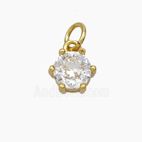 Clear Cubic Zirconia Pendant Copper Gold Plated