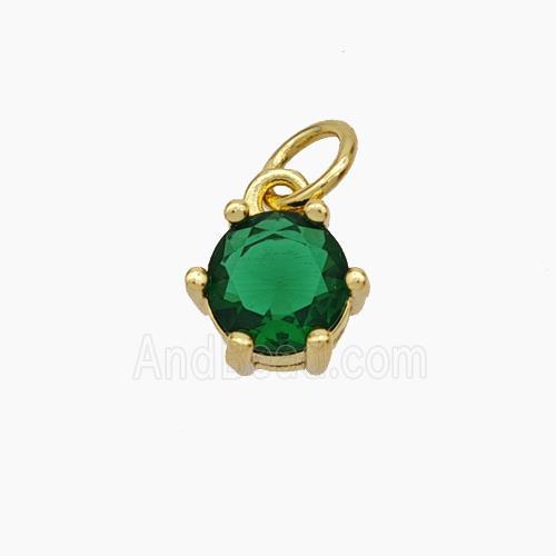 Green Cubic Zirconia Pendant Copper Gold Plated