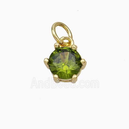 Olive Cubic Zirconia Pendant Copper Gold Plated