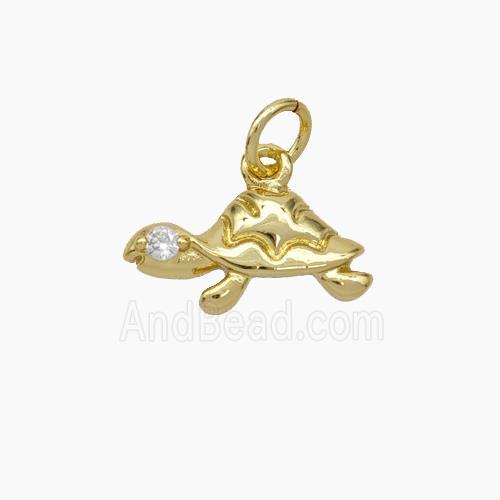 Copper Tortoise Pendant Pave Zirconia Gold Plated