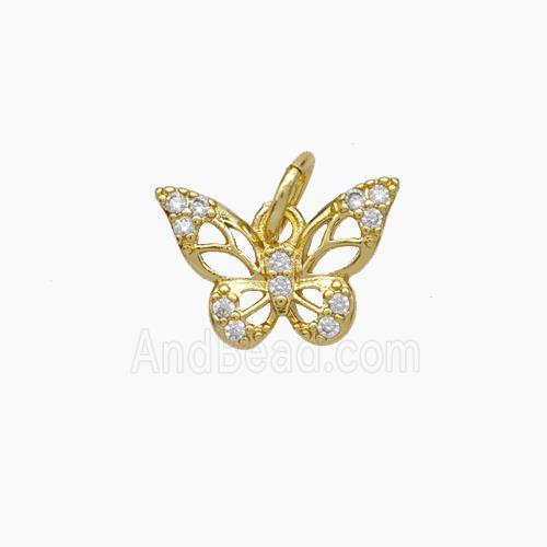 Copper Butterfly Pendant Micropave Zirconia Gold Plated