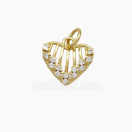 Copper Heart Pendant Micropave Zirconia Gold Plated