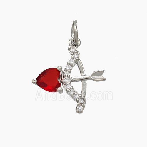 Copper Cupid-Arrow Pendant Pave Zirconia Platinum Plated